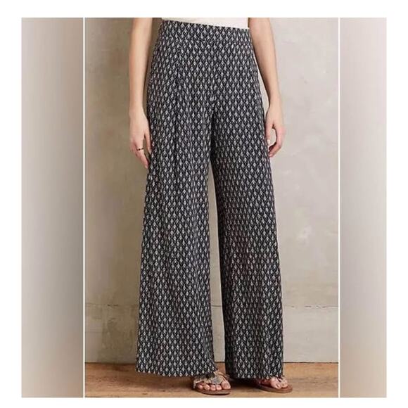 Sz XL - Anthropologie Elevenses Pattern Wide Leg Pants - Picture 5 of 10